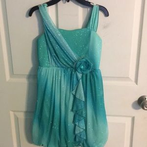 Girls blue and green dress